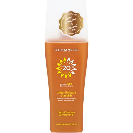 Dermacol Sun Water Resistant SPF20 wodoodporne nawilżające mleko do opalania w sprayu 200 ml