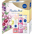 Nivea Paradise Mood sprchový gel 300 ml + deodorant sprej 150 ml + odličovač očí 125 ml, kosmetická sada pro ženy