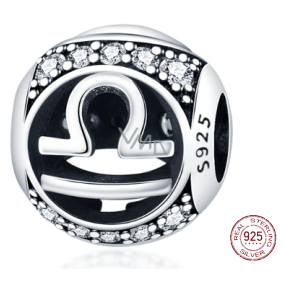 Charm Sterlingové stříbro 925 znamení zvěrokruhu Váhy + zirkony, korálek na náramek Charm Sterlingové stříbro 925 znamení zvěrokruhu Váhy + zirkony, korálek na náramek