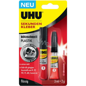 Uhu Super Glue Plastic ultr szybkie dwufazowe klej do plastiku 3 ml + 2 g
