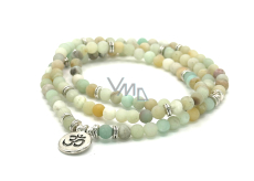 108 Mała Amazonit + Om symbol naszyjnik modlitewny sznur, naturalny kamień 6 mm