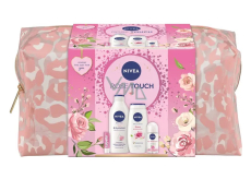 Nivea Rose Touch Rose & Hydration mleko do ciała 400 ml + Nivea Rose & Almond Oil żel pod prysznic 250 ml + Nivea Fresh Rose Touch roll-on antyperspirant 50 ml + Labello Soft Rosé balsam do ust 4,8 g + kosmetyczna etue, zestaw kosmetyczny dla kobiet