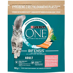 Purina One Adult granule dla kotów z łososiem i pełnoziarnistymi ziarnami, 800 g