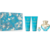 Versace Dylan Turquoise Pour Femme toaletní voda 100 ml + tělový gel 100 ml + sprchový gel 100 ml + toaletní voda miniatura 5 ml, dárková sada pro ženy