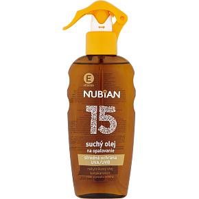 Nubian OF 15 Sprej suchy olej na opalanie, 200 ml