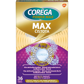 Corega Power Max Max Czystość tabletki do czyszczenia protez zębowych, 36 szt.