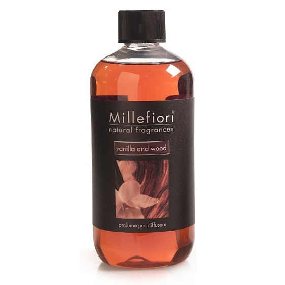 Millefiori Milano Natural Vanilla & Wood - Vanilka a Dřevo Náplň difuzéru pro vonná stébla 500 ml