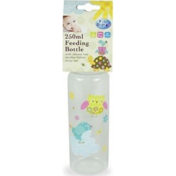 First Steps Patchwork 0+ kojenecká láhev Modrý pták 250 ml