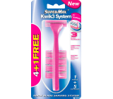 Super-Max Kwik3 System jednorazowy 3-listkowy maszynka do golenia + 4 wymienne głowice dla kobiet