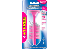 Super-Max Kwik3 System jednorazowy 3-listkowy maszynka do golenia + 4 wymienne głowice dla kobiet