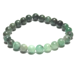 Bransoletka szmaragdowa elastyczna naturalny kamień, kuleczka 8 mm / 16 - 17 cm, królewski kamień