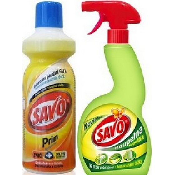 Savo Prim Dezinfekční čisticí prostředek 1 l + Savo Koupelna 500 ml