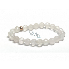 Różowy kryształ fasetowy elastyczna naturalna kamień, kulka 8 mm / 16 - 17 cm, kamień miłości Różowy kryształ fasetowy elastyczna naturalna kamień, kulka 8 mm / 16 - 17 cm, kamień miłości