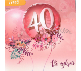 Nekupto přání Rocznica 40 lat 150 x 150 mm Wszystko najlepsze różyczkowe