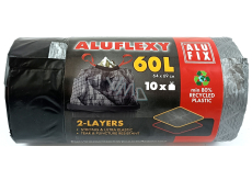 Alufix Aluflexy Worki na odpady wyciągane czarne 60 litrów 64 x 69 cm 10 sztuk
