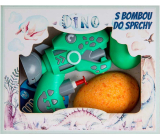 Bohemia Gifts Dino musująca kula do kąpieli 70 g + pistolet wodny, zestaw kosmetyków dla dzieci