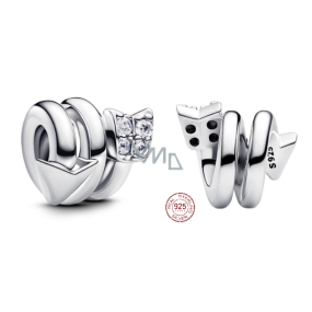 Charm Sterlingové stříbro 925 Kroucený šíp, korálek na náramek láska Charm Sterlingové stříbro 925 Kroucený šíp, korálek na náramek láska