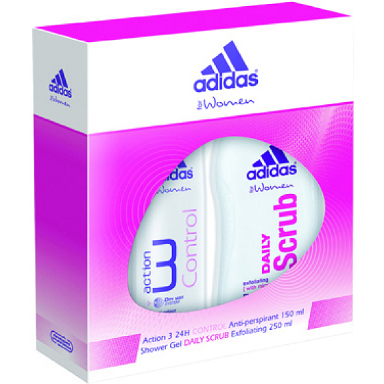 Adidas Action 3 Control antiperspirant dodorant sprej 150 ml + Daily Scrub sprchový gel 250 ml, kosmetická sada