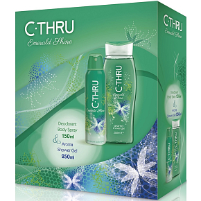 C-Thru Emerald Shine deodorant sprej pro ženy 150 ml + sprchový gel 250 ml, dárková sada C-Thru Emerald Shine deodorant sprej pro ženy 150 ml + sprchový gel 250 ml, dárková sada