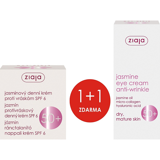 Ziaja Jasmín 50+ protivráskový denní krém 50 ml + protivráskový krém pod oči a na víčka 15 ml
