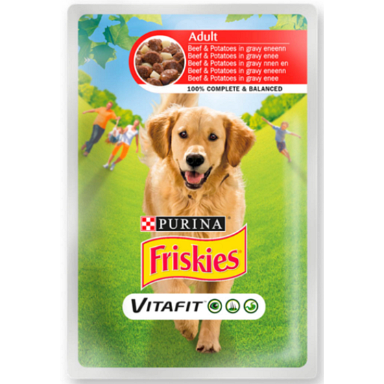 Purina Friskies Vitafit hovězí s bramborami ve šťávě kompletní krmivo pro psy kapsička 100 g