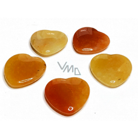 Awentur pomarańczowy Hmatka, kamień szlachetny w kształcie serca naturalny kamień 3 cm 1 sztuka, kamień szczęścia i dobrobytu