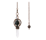 Onyx Merkaba wahadło + czarny kamień + brąz, wisiorek z naturalnego kamienia 7,7 cm, łańcuszek ok. 26,5 cm
