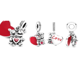 Zawieszka ze srebra próby 925 Disney, Zakochana Minnie & Mickey, charms do bransoletki miłości