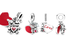 Zawieszka ze srebra próby 925 Disney, Zakochana Minnie & Mickey, charms do bransoletki miłości