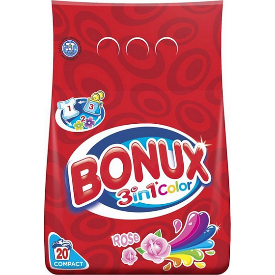 Bonux Color Rose 3v1 prací prášek na barevné prádlo 20 dávek 1,4 kg
