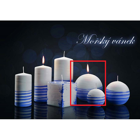 Lima Aromatická spirála Mořský vánek svíčka bílo - modrá koule průměr 100 mm 1 kus