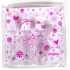 Albi Original Zestaw podróżnych butelek 3 x 80 ml + 2 pojemniki + Różowe kwiaty etui - 15 cm x 15 cm x 4,5 cm