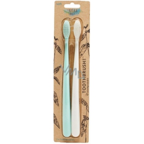 The Natural Family Co. Soft Bio zubní kartáček Mentolový a bílý z kukuřičného škrobu 2 kusy The Natural Family Co. Soft Bio zubní kartáček Mentolový a bílý z kukuřičného škrobu 2 kusy