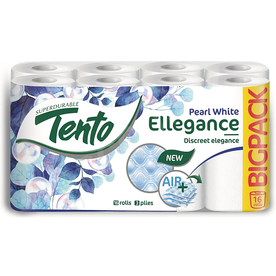 Tento Ellegance Pearl White toaletní papír 3 vrstvý 150 útržků 16 kusů