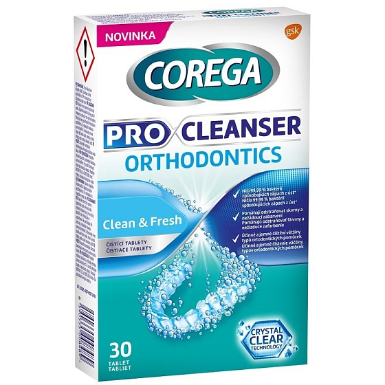 Corega Pro Cleanser Clean & Fresh čisticí tablety do aparatów ortodontycznych 30 sztuk