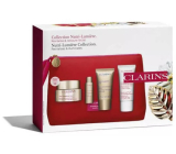 Clarins Nutri-Lumière krem ​​do twarzy na dzień 50 ml + krem ​​odżywczy 10 ml + krem ​​odżywczy na noc 15 ml + krem ​​pielęgnacyjny do rąk i paznokci 30 ml + kosmetyczka, zestaw kosmetyczny dla kobiet