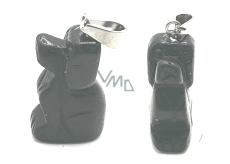 Onyx Pies przywieszka naturalny kamień, ręcznie szlifowana figurka 1,8 x 2,5 x 8 mm, kamień żywotnych sił