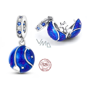 Charm Srebrny 925 Wszechświat ciemnoniebieska galaktyka, gwiazda, 2w1 zawieszka na bransoletkę podróżną Charm Srebrny 925 Wszechświat ciemnoniebieska galaktyka, gwiazda, 2w1 zawieszka na bransoletkę podróżną