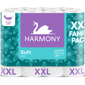 Harmony Soft Family Pack 3-warstwowy papier toaletowy, 24 rolki, 15,7 m rolki