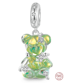 Zawieszka ze srebra próby 925 Niedźwiadek zielony fantastyczny sen, charms do bransoletki Zawieszka ze srebra próby 925 Niedźwiadek zielony fantastyczny sen, charms do bransoletki