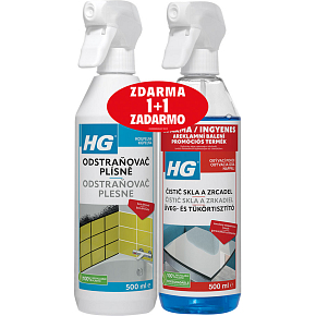 HG usuwacz pleśni, 500 ml + HG środek do czyszczenia szkła i luster 500 ml gratis