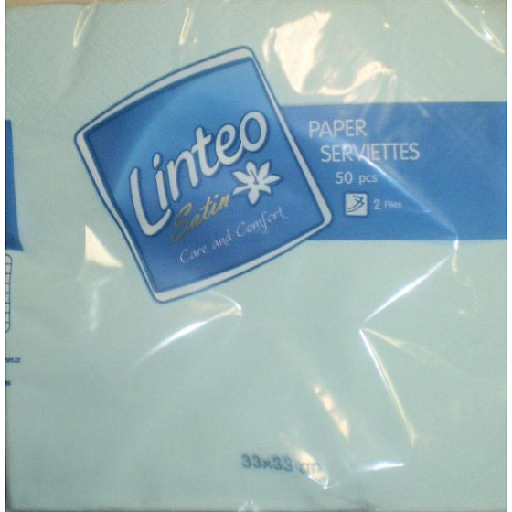 Linteo Satin papírové ubrousky 33 x 33 cm 50 kusů modré