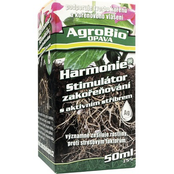 AgroBio Harmonie Stimulátor zakořeňování s aktivním stříbrem, zesiluje rostliny a podporuje tvorbu kořenů 50 ml