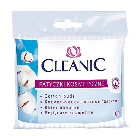 Cleanic Vatové tyčinky 100% bavlna sáček 100 kusů