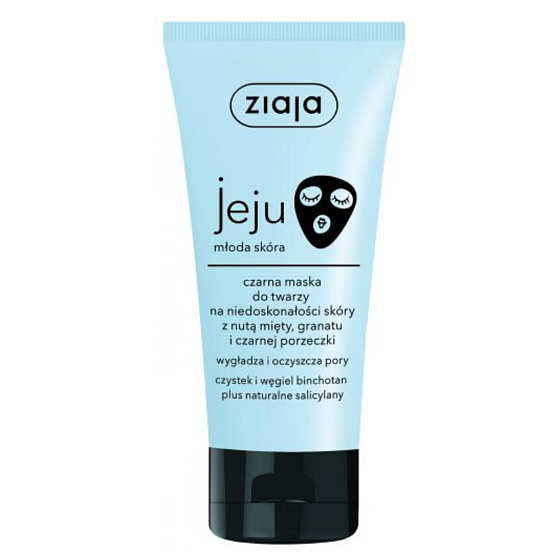 Ziaja Jeju czarna oczyszczająca i wygładzająca maska do twarzy na niedoskonałości cery z działaniem przeciwzapalnym i antybakteryjnym 50 ml