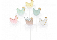 Slepička s peřím 6 cm + špejle, různé barvy 1 kus