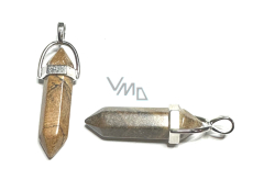 Tygrze oko wahadło sześciokąt przywieszek naturalny kamień 41 x 13 mm, kamień słońca i ziemi, przynosi szczęście i bogactwo