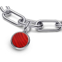 Charm Srebrna 925 Mini medalion czerwony imitacja Agatu, zawieszka na bransoletkę symbol