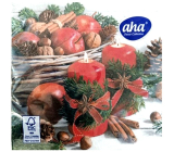 Aha Papierowe Serwetki 3-warstwowe 33 x 33 cm 20 sztuk Czerwone Świąteczne, Jabłka i Cynamon