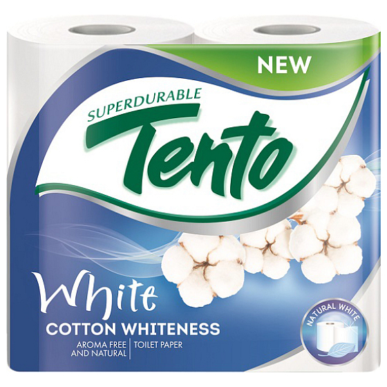 Tento Cotton Whiteness toaletní papír bílý 2 vrstvý 156 útržků 4 kusy